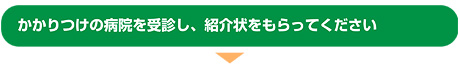 かかりつけ医を受診し、紹介状をもらってください